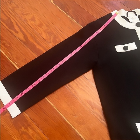RARE KATE SPADE Head In The Clouds Black & Off White Knit Coat Size Medium - Picture 15 of 16